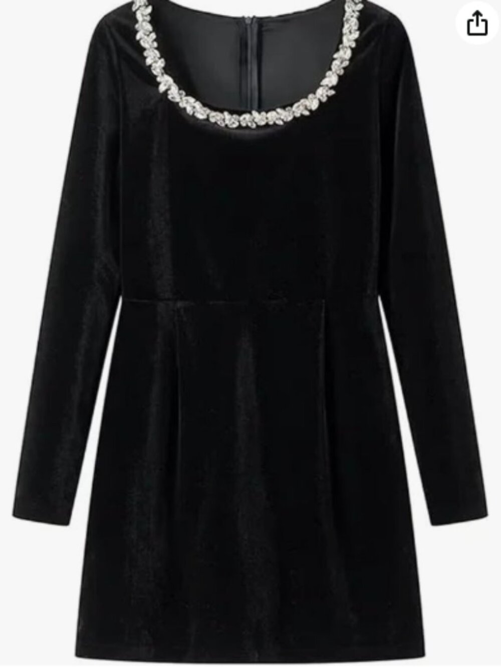 Black Velvet Dress With Rhinestone Neckline Size Small
